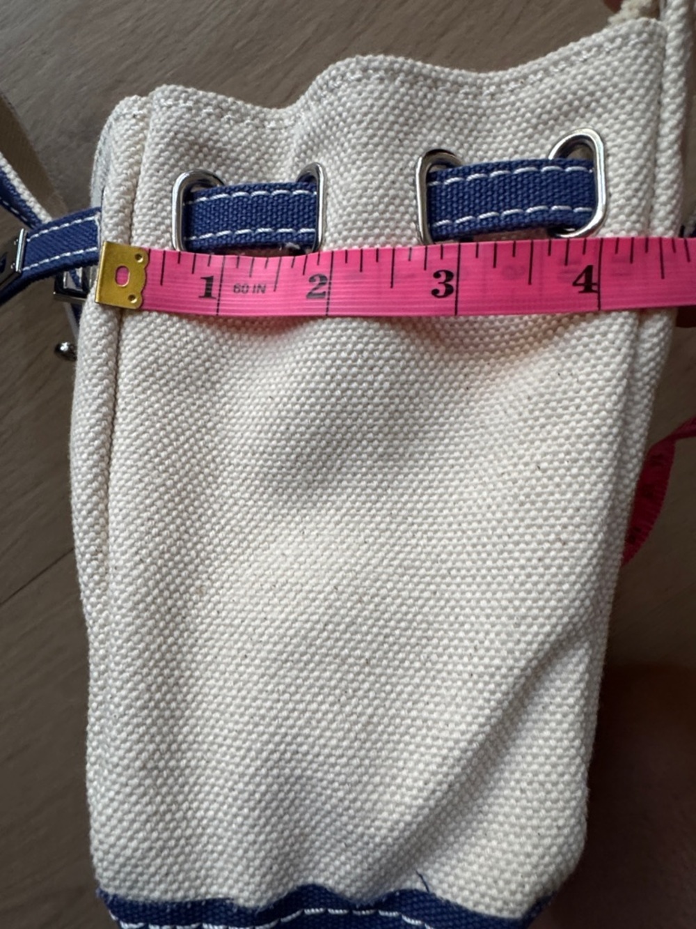 Mini Boatkin - Canvas Tote Bag with Blue Trim - Women's Handbag - Picture 10 of 10